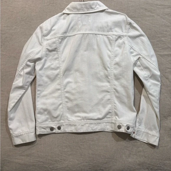Old Navy White Distressed Jean Jacket - Large - Picture 3 of 3